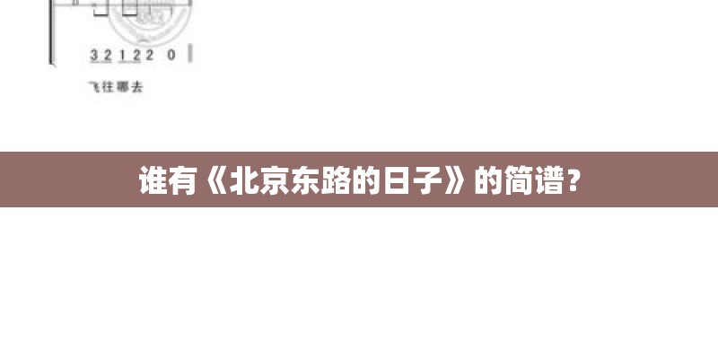 谁有《北京东路的日子》的简谱？